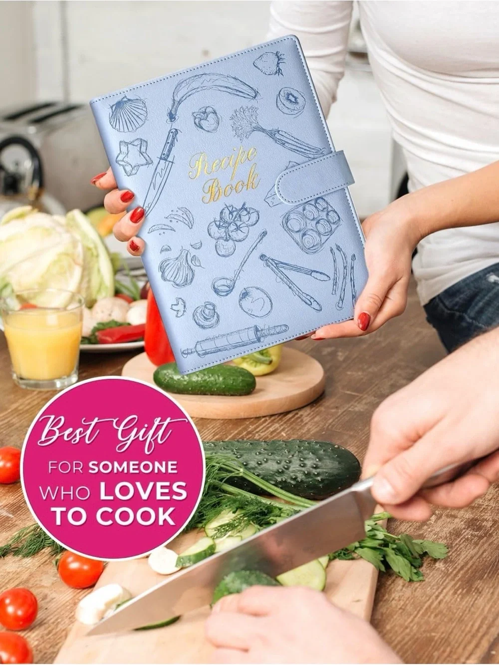 Light Blue Recipe Book Binder with Table of Contents